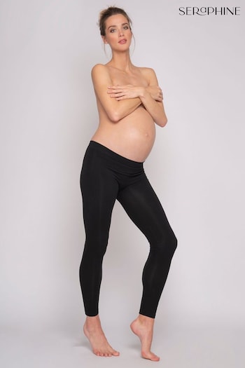 Seraphine Black Bamboo Under-Bump Maternity Leggings (A93787) | £29