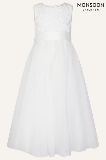 Monsoon Natural Alice Lace Bodice Tulle Maxi Dress (A93821) | £55 - £65