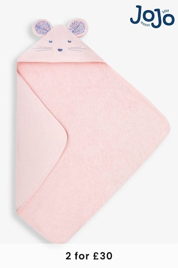 JoJo Maman Bébé Pink Mouse Character Hooded Towel (A94136) | £19.50