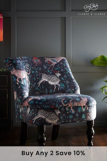 Emma Shipley Navy Blue Langley Protea Velvet Chair (A94258) | £550