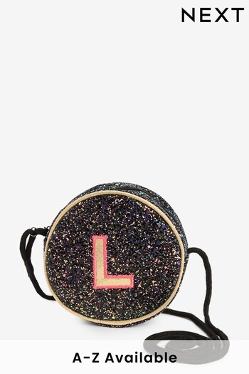 Black Initial Glitter Bag (A94294) | £15