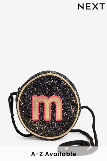 Black M Initial Glitter Bag (A94295) | £15
