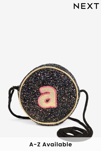Black Initial Glitter Bag (A94296) | £15