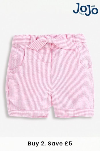 JoJo Maman Bébé Pink Seersucker Stripe Pretty Shorts (A94604) | £16
