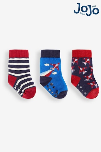 JoJo Maman Bébé Blue 3-Pack Red Arrows Socks (A94619) | £9