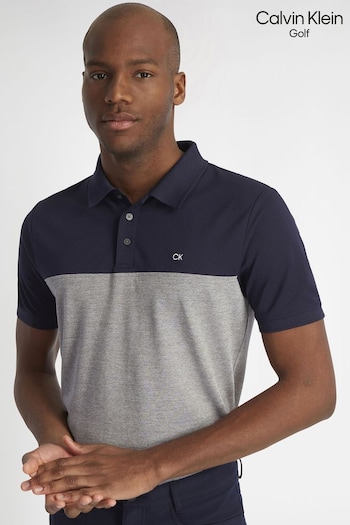 Calvin Klein Golf Navy Blue Colourblock Polo Shirt (A94695) | £35
