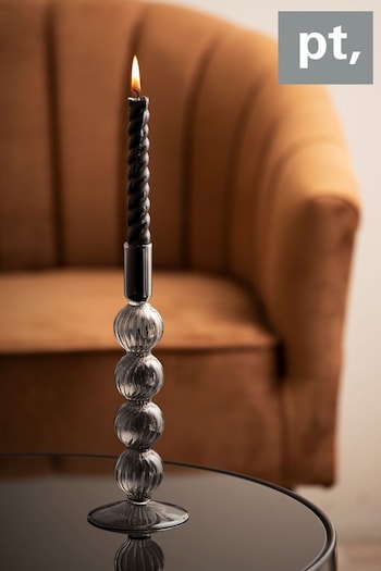 pt, Black Large Swirl Bubbles Glass Candle Holder (A94716) | £17