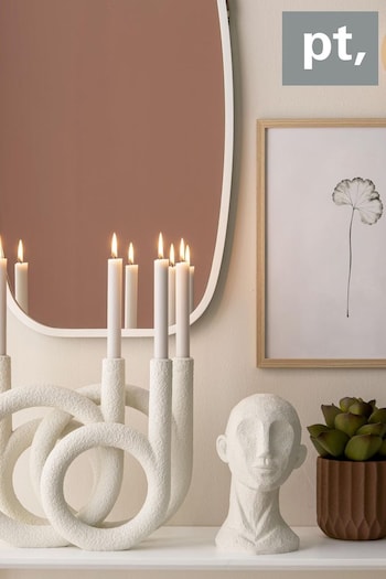 pt, White Resin Rings Candle Holder (A94854) | £76