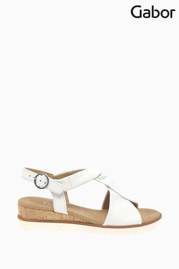 Gabor Rich White Leather lanzamientos Sandals (A94869) | £85