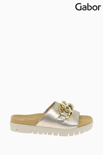 Gabor Erica Puder Caruso Natural Metallic Leather Mules (A94880) | £85