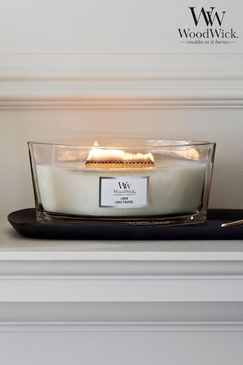 Woodwick White Ellipse Linen Scented Candle (A95021) | £31