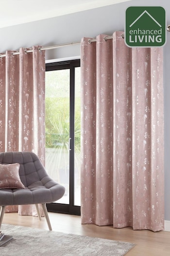 Enhanced Living Pink Fleur Eyelet Ready Made Blackout Eyelet Curtains (A95128) | £50 - £105
