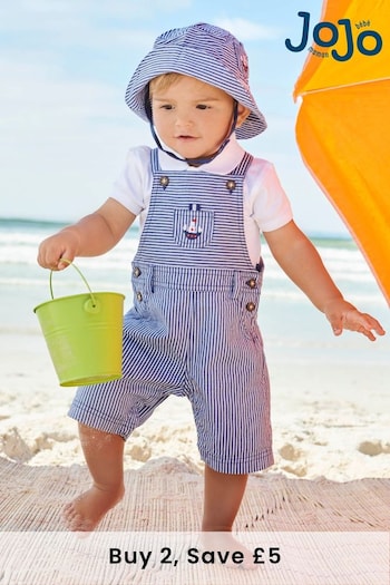 JoJo Maman Bébé Navy Kids' Nautical Stripe Sun Hat (A95226) | £14