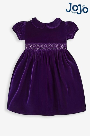 JoJo Maman Bébé Purple Velvet Smocked Party Dress (A95229) | £38
