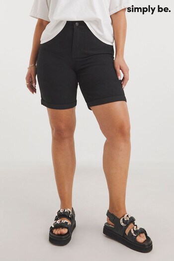 Simply Be Black 24/7 Mid Earth Shorts (A95242) | £20