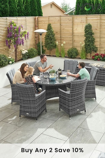 Nova Outdoor Living Grey Sienna 6 Seat Round Dining Set (A95566) | £1,000