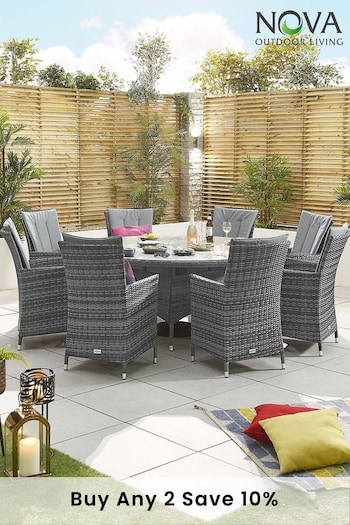 Nova Outdoor Living Grey Sienna 8 Seat Round Dining Set (A95567) | £1,500