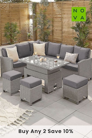 Nova Outdoor Living Grey Ciara Rattan Effect Left Hand Corner Dining Set with Rising Table (A95582) | £1,700