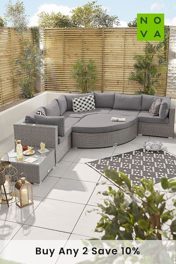 Nova Outdoor Living Grey Rattan Effect Deluxe Hampton Garden Corner Sofa Set (A95584) | £2,000