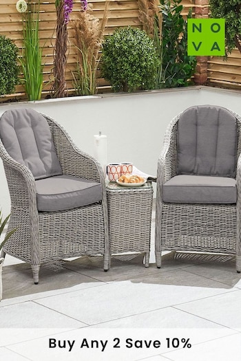 Nova Outdoor Living Grey Rattan Effect Isabella 3 Piece Garden Lounge Set (A95593) | £500