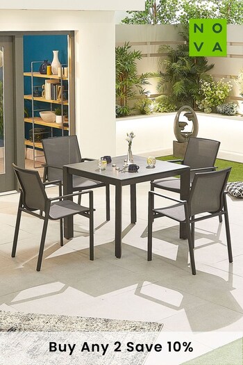 Nova Outdoor Living Grey Milano 4 Seat Square Dining Set (A95594) | £800