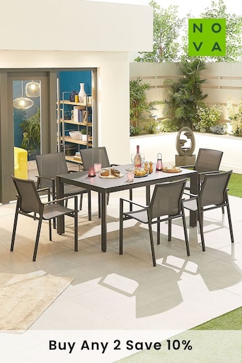 Nova Outdoor Living Grey Milano 6 Seat Rectangular Dining Set (A95595) | £1,200