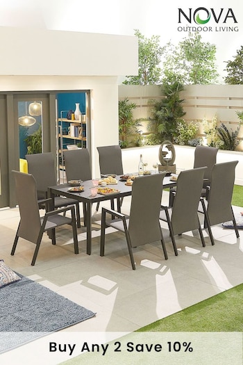 Nova Outdoor Living Grey Venice 8 Seat Rectangular Dining Set (A95596) | £2,700