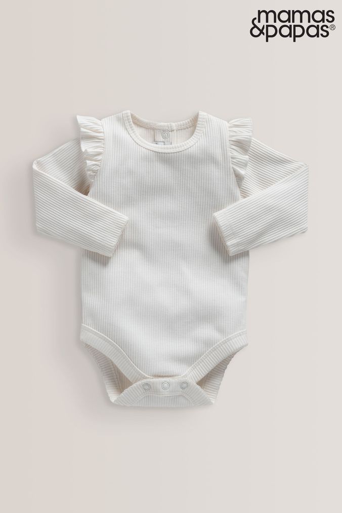 Mamas & Papas White Frill Jersey Bodysuit (A95632) | £12