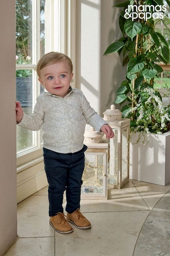 Mamas & Papas Newborn Boys Blue Chino marque Trousers (A95663) | £16