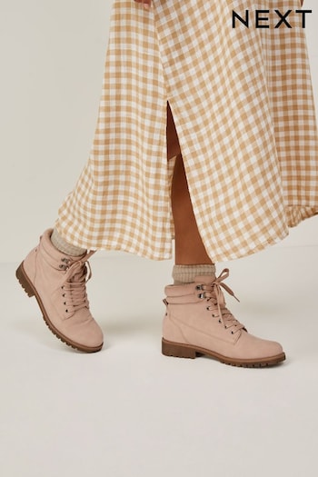Blush Pink Regular/Wide Fit Forever Comfort® Casual Lace-Up Boots (A95839) | £40