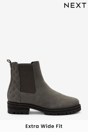 Grey Extra Wide Fit Forever Comfort® Chunky Chelsea Boots Recycled (A95840) | £49
