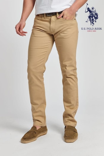 U.S. Polo Assn Tan USPA Woven Trousers Lariel (A95965) | £60
