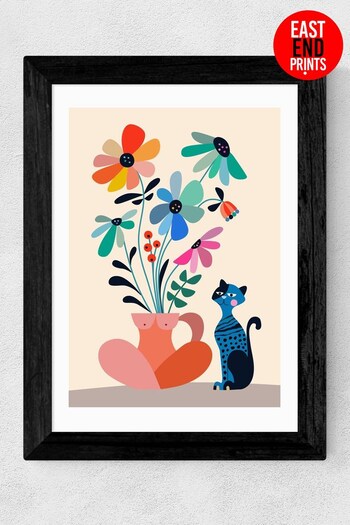 East End Prints Cream Cat and Daisy Print by Rachel Lee (A96098) | £42 - £110