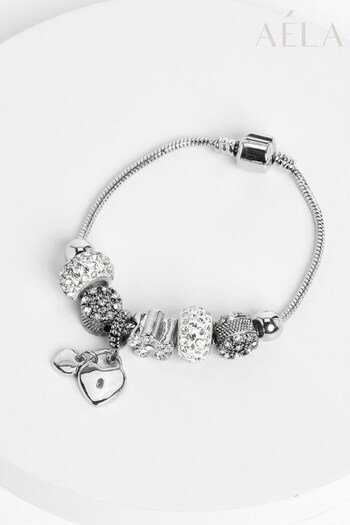 Aela White Heart and Beaded Charm Bracelet in a Gift Box (A96405) | £20