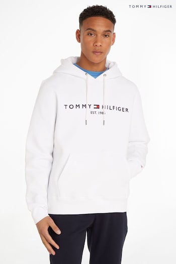 Tommy Hilfiger Mens White Logo Hoodie (A96418) | £110