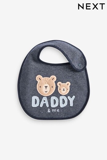 Navy Blue Bear Daddy Baby Bib (A96424) | £4