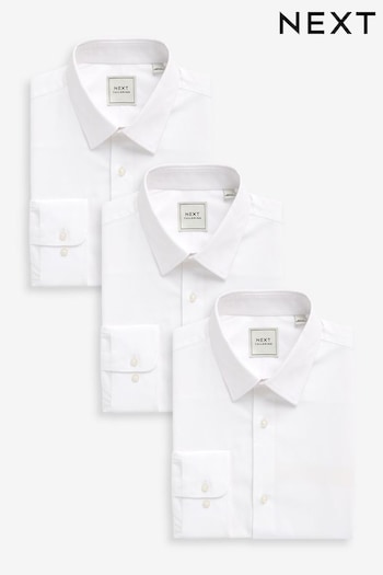 White Regular Fit Cotton Shirts 3 Pack (A96441) | £79