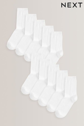 White 10 Pack Cotton Rich Socks (A96687) | £10 - £12
