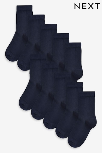 Navy Blue 10 Pack Cotton Rich Socks (A96690) | £11 - £13