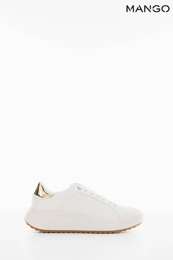 Mango Metallic Panel Sneakers White Trainers (A96802) | £50