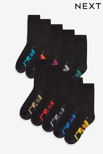 Cushioned Footbed Black Camouflage Cotton Rich Socks 10 Pack (A96867) | £13.50 - £15.50