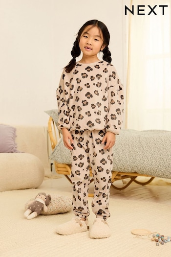 Neutral Animal Print Cosy Fleece Pyjamas (9mths-16yrs) (A96874) | £16 - £22