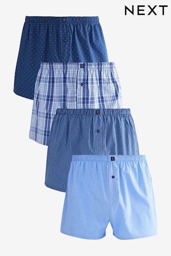 Blue 4 pack Pattern Woven Pure Cotton Boxers (A96927) | £30