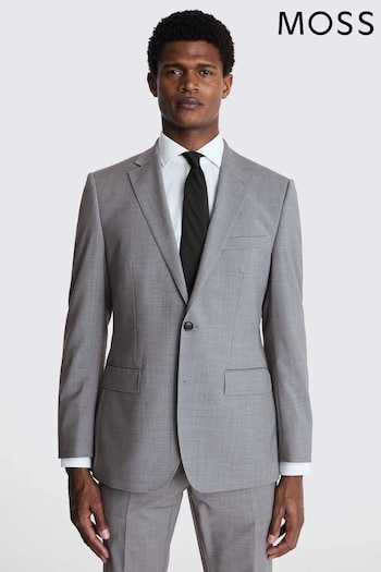 MOSS Performance Tailored Fit Light Grey Marl Suit: Jacket