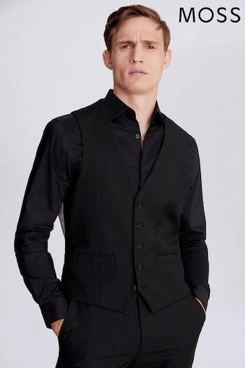 MOSS Regular Fit Black Stretch Suit Waistcoat (A97077) | £60