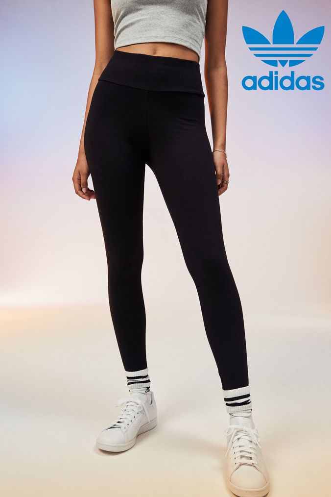 Adidas originals leggings with stripe cuffs in black new arrivals