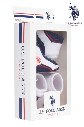 U.S. Polo Assn White USPA Bootie Set Boxed (A97270) | £10