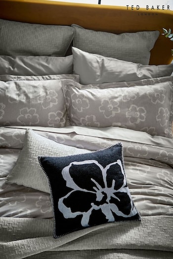 Ted Baker Black Magnolia Felt Embroidered Cushion (A97417) | £60