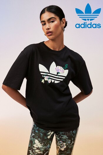 adidas attention Originals Adult Embroidered Flower Trefoil T-Shirt (A97557) | £38