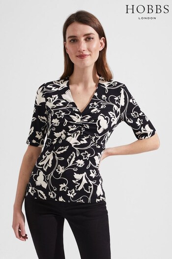 Hobbs Frankie Printed Black Top (A97719) | £45